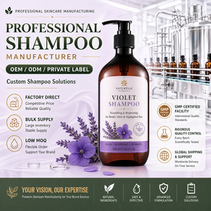Shampoo Violet Anti-Jaunissement Personnalisé Sous Marque Privée Nettoyant Tonifiant OEM ODM Shampooing Éclaircissant Protecteur de Couleur <span class=keywords><strong>pour</strong></span> <span class=keywords><strong>Cheveux</strong></span> - Product Image 1