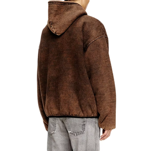 Veste à capuche décontractée en sherpa à fermeture éclair réversible vintage avec logo personnalisé pour homme, chaude, ample et confortable - Product Image 4