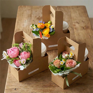 Gobelets à café à emporter au prix d'usine avec logo, emballage en papier kraft, porte-gobelet à <span class=keywords><strong>fleurs</strong></span> pour café à emporter - Product Image 2