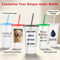 Gobelet en plastique transparent avec paille et couvercle, personnalisable avec logo, 24 oz, réutilisable pour café glacé, smoothies, fêtes - Vente en gros