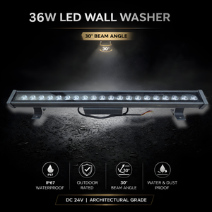 El proyector de pared de 36W ofrece una iluminación potente para grandes superficies y fachadas de edificios. Su estructura de 1000 mm garantiza una gran resistencia. - Product Image 5