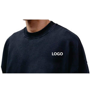Alta calidad 100% algodón mezclado hombres sudadera básica cuello redondo pulóver hombro caído ropa de calle de gran tamaño sudadera con logotipo - Product Image 5
