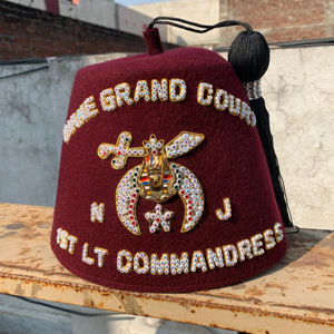 Shriner FEZ Maroon ปักด้วยมือ Temple Nam - Product Image 1