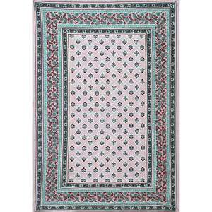 Turquoise Blue 100% Cotton <b>Floral</b> Flat <b>Bed</b> <b>Sheet</b> Set with Pillow Cover (BSB1092) - Product Image 3