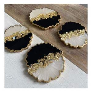 Unique resin coaster set with pastel glitter layers handmade epoxy mats perfect for stylish coffee <b>bar</b> <b>table</b> and gifting - Product Image 3