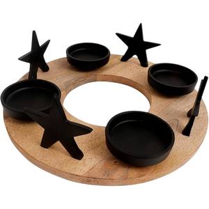 Modern Mango Wood Aluminium Candle <b>Holder</b> <b>Christmas</b> Tabletop Festive Silver Metal Stars <b>Trees</b> Tealight <b>Holder</b> Home Decor - Product Image 5