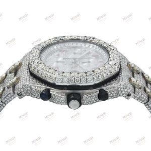 Montre de luxe exclusive Moissanite Diamond Montre-bracelet entièrement glacée avec bracelet en acier inoxydable durable - Product Image 4