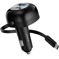Chargeur de voiture Proove Pulsar 65W avec câble USB-C rétractable