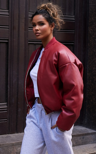 Veste courte en cuir PU pour femme, style streetwear, moto, manches longues, veste courte pour femmes - Product Image 3