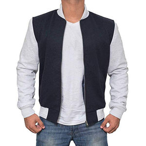 Vestes en cuir Letterman Varsity pour hommes grande taille Vestes de baseball d'hiver Broderie Bloc de couleur Côtelé Col montant Toile - Product Image 6