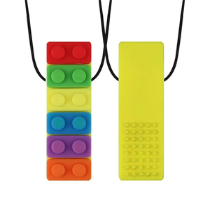 STOCK 7 colores arcoíris sensorial masticar alimentos grado silicona juguetes bloque de construcción bebé <span class=keywords><strong>mordedor</strong></span> <span class=keywords><strong>collar</strong></span> - Product Image 4