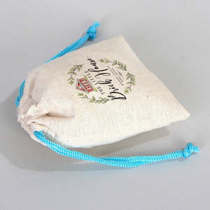 Bolsa de algodón con asa turquesa personalizable, tamaño 4 x 5 pulgadas, bolsa de tela de algodón, burkini para mujer, bolsa de almacenamiento, imprime tu logotipo personalizado. - Product Image 6