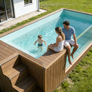 Piscina Rectangular Familiar Sobre el Suelo con Filtro de Agua para Jardín - Product Image 1