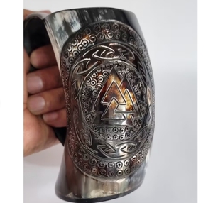 ถังใส่100% แบบแฮนด์เมดเป็นมิตรต่อสิ่งแวดล้อมผลิตจากเขาควายอินเดียไวกิ้งออกแบบโลโก้ได้ตามต้องการงานฝีมือจากธรรมชาติ - Product Image 3