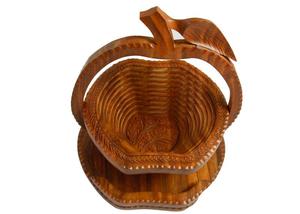 "Panier à fruits secs en bois pliable Grand bol à fruits pliable en forme de pomme Plateau à collation en bois de style Oden artisanal Cuisine - Product Image 4