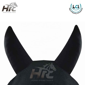 Lightweight breathable crochet ear bonnet washable horse <b>fly</b> veil comfortable fit High quality equestrian gear bonnet by LCI - Product Image 2