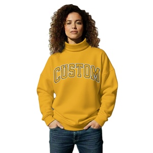 Sudadera de Mujer de Alta Calidad, Personalizada, 380 GSM, de Algodón y Felpa, Bordada, Transpirable, Ecológica, de Invierno, Manga Larga, Cuello Alto, Talla Grande - Product Image 1