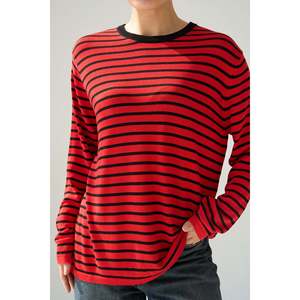 <b>Red</b>-<b>Black</b> <b>Striped</b> <b>Sweater</b> - Product Image 1