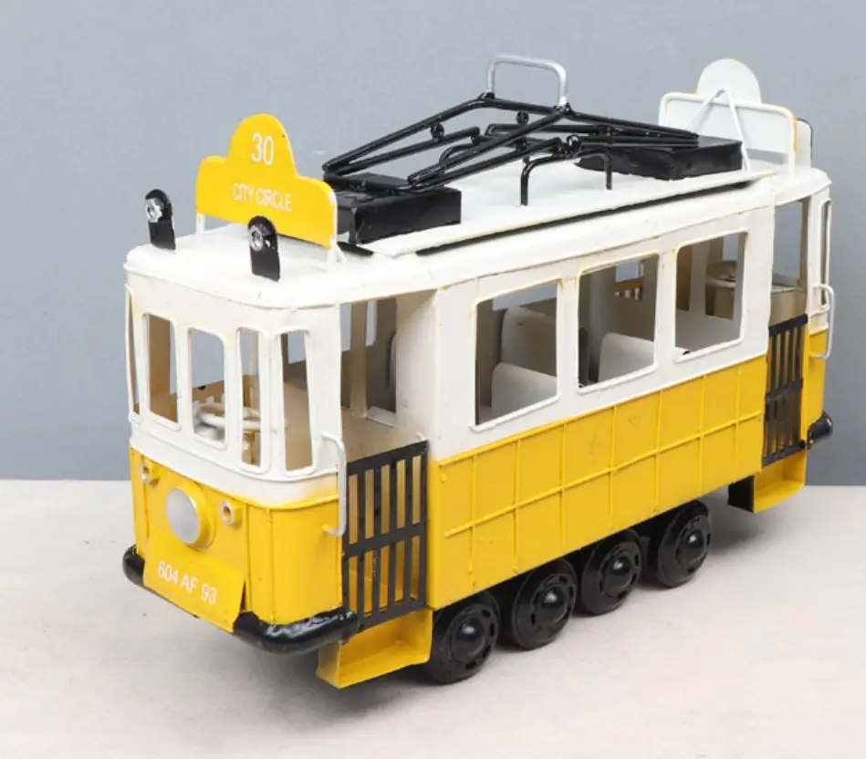 Subterraneo modelo de ferro de metal personalizado, brinquedos, feito à mão, escala, ônibus, cidade, escola, modelo de ônibus, brinquedo para crianças