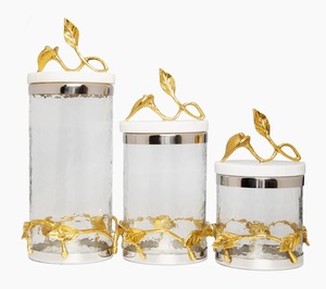 ขวดโหลใสฝาปิดทำจากแก้วโลหะกันอากาศเข้าสำหรับจัดเก็บเครื่องครัว - Product Image 1