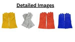 Guantes de soldador resistentes al calor de soldadura de cuero dividido de vaca de calidad superior 35 CM para guantes de soldador de trabajo industrial para hombres seguridad para las manos - Product Image 5