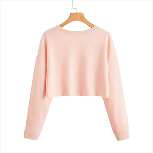 Camiseta corta personalizada de manga larga con cuello redondo para mujer, Camiseta cómoda hecha a medida, Camiseta corta de manga larga de gran tamaño para mujer - Product Image 3