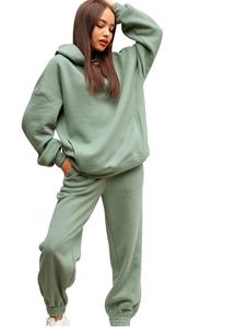 2025 femmes solide Streetwear survêtement ensemble personnalisé respirant Polyester/coton mélange polaire vente chaude conception tendance - Product Image 5