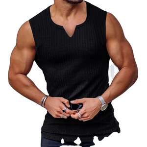 2023 Summer New <b>Men</b> V-neck <b>Vest</b> Stripe <b>Gym</b> Tank Top <b>Men</b> Fitness Sleeveless Shirt Sports Undershirt <b>Gyms</b> Clothing Training <b>Vest</b> - Product Image 1