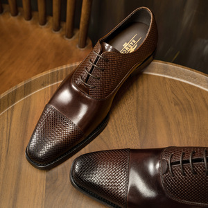 Zapatos Oxford Formales con Cordones para Hombre, Diseño de Bloques de Color, Calzado de Vestir Negro para Oficina, Bodas y Padrinos de Boda - Product Image 2