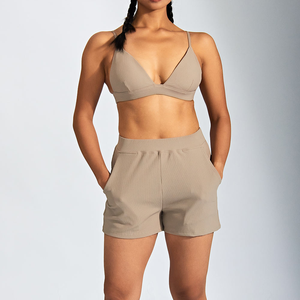 Nouvelle arrivée 100% coton Design personnalisé de haute qualité léger 2 pièces femmes genou longueur hauts courts ensemble solide toile tissu - Product Image 1