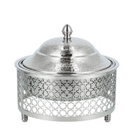 Casserole ronde en acier inoxydable moderne de haute qualité pour les hôtels, réchauffement des aliments sur table, écologique, passe au lave-vaisselle