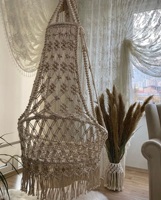 Chaise de balançoire suspendue en coton macramé de style bohème de couleur marron chaise de patio faite à la main pour la maison et le jardin