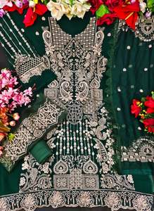 Georgette-traje de estilo musulmán pesado para mujer, traje de estilo indio y paquistaní con trabajo bordado, Salwar, Kameez, y Kurtis Lehe - Product Image 2