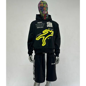 Ensemble sweat à capuche et short pour homme, manches longues, style hiver, couleur unie, design personnalisé, vente chaude - Product Image 6