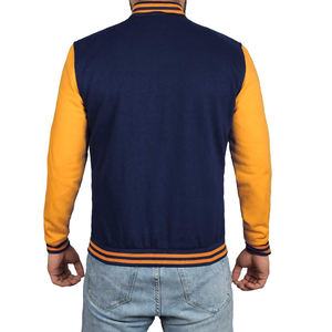 Chaqueta de bombardero con parches de logotipo personalizado, chaqueta universitaria de manga de cuero Bomber de hip hop informal vintage Letternan - Product Image 4