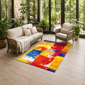 Tapis RUGS DEPOT LXDP-0680 en gros, rouge bordeaux, ethnique, kilim, imprimé numériquement, lavable en machine, chenille, antidérapant - Product Image 6