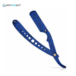 Rasoir de barbier professionnel droit, bleu, en acier inoxydable, pliable, outil de rasage - Product Image 1