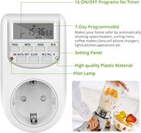 Interruptor Temporizador Programable Semanal de 24 Horas, Enchufe Digital de 220V para UE/Reino Unido/EE. UU.