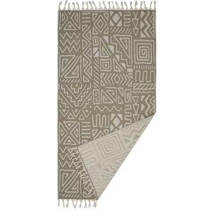 Serviette turque en tissu éponge MixGeo, motif géométrique, noyer - Product Image 1