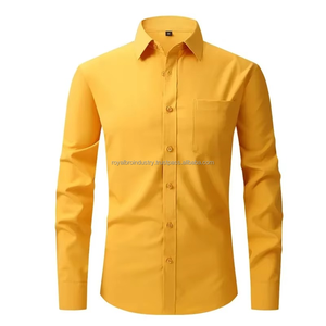 Camisa de vestir profesional de manga larga elástica para hombre más vendida Slim Fit 100% algodón estilos de ocio de negocios de temporada para otoño - Product Image 1