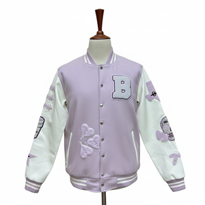 Veste de baseball personnalisée avec broderie, patch en chenille jaune, veste varsity streetwear unisexe, veste bomber hip hop pour hommes et femmes - Product Image 5