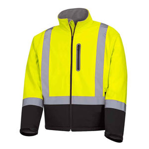 Hot Sale ANSI Class 1 New Design Softshell <b>Safety</b> Jacket with Reflective Tape Waterproof & Windproof HI Vis Customizable Logo - Product Image 1