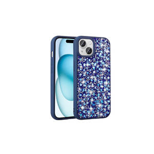 Coque de protection en silicone de luxe argentée NXXA Linea avec strass brillants pour iPhone 15 Plus, design rectangulaire, étui scintillant - Product Image 2