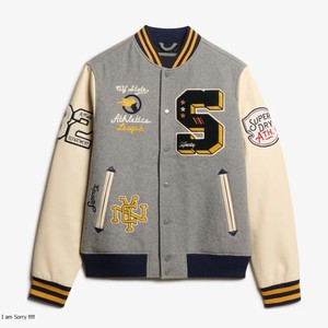 Chaqueta Universitaria de Béisbol para Hombre, Estilo Conciso, Personalizada, de Poliéster y Algodón, con Bordado Chenille, Estilo Varsity - Product Image 1
