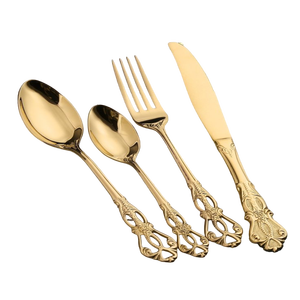 Couverts de mariage en acier inoxydable à manche carré couverts en métal couteau cuillère fourchette ensemble de couverts en argent pour ustensiles de cuisine - Product Image 3