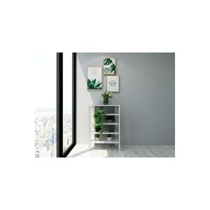 Zapatero y Soporte Moderno Charlie de Cuatro Niveles en Suntalam Negro y Blanco - Product Image 2