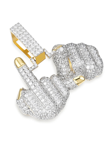 Colgante de Mano con Diseño Hip Hop, Chapado en Oro de 14k y Rodio, Plata 925, con Piedras de Moissanita Redondas con Corte Brillante VVS para Fiestas - Product Image 2