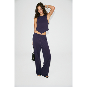 Conjunto de Dos Piezas ETHIQUET GENTIANA para Mujer, con Falda Asimétrica de Cuello Halter y Pantalón de Pierna Ancha - Product Image 1