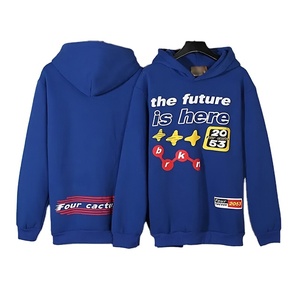 เสื้อฮู้ดดี้โอเวอร์ไซส์ ยูนิเซ็กซ์ ผ้าฝ้ายทอ 100% ป้องกันขนร่วง สไตล์สตรีทแวร์ แขนยาว สำหรับฤดูใบไม้ร่วงและฤดูหนาว ดีไซน์ลายเรียบ - Product Image 1