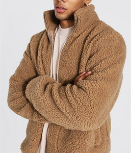 Custom Contrast Color <b>Mens</b> Clothes Winter Sherpa Faux Fur Coat <b>Flannel</b> Polar Fleece <b>Men's</b> Polyester <b>Jacket</b> - Product Image 3